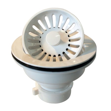 Westbrass Push/Pull Style Large Kitchen Basket Strainer in Powdercoated White D2143P-50